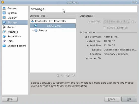 Settings of virtual disk size and proper assignment