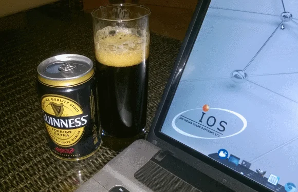 Guinness - Well deserved refreshment after the preparations and successful execution of the first ever Developers Conference in Mauritius