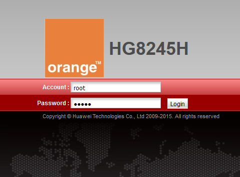 Log into the HG8245H modem with your "root" account