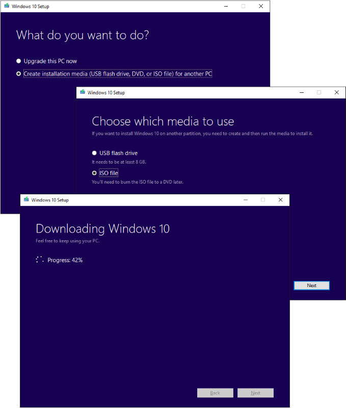 Download Windows 10 using the Update Assistant and create an ISO file for general use