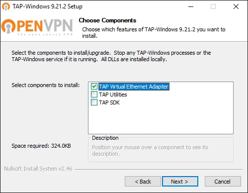 Install the OpenVPN tools for TAP-Windows based on NDIS