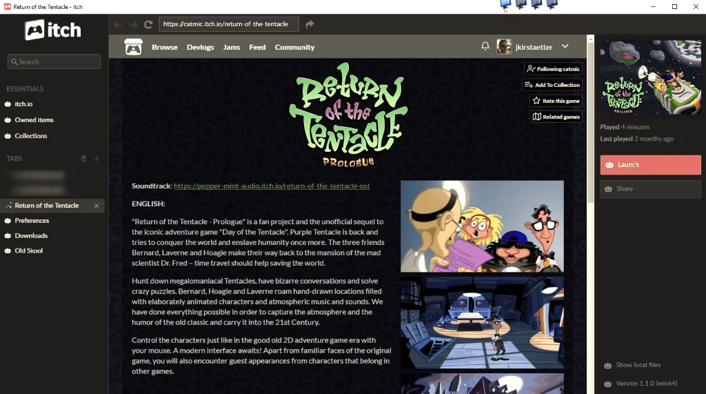 "Return of the Tentacle - Prologue" by game developer catmic