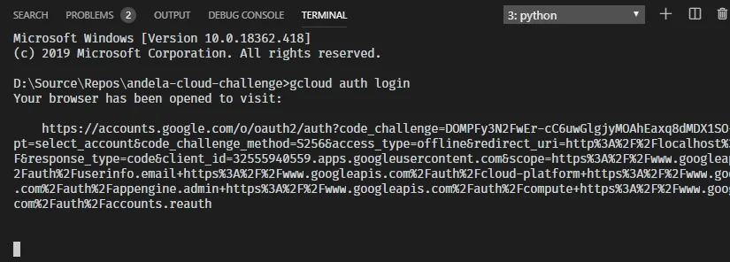Log into Google Cloud Platform and authenticate your local gcloud session