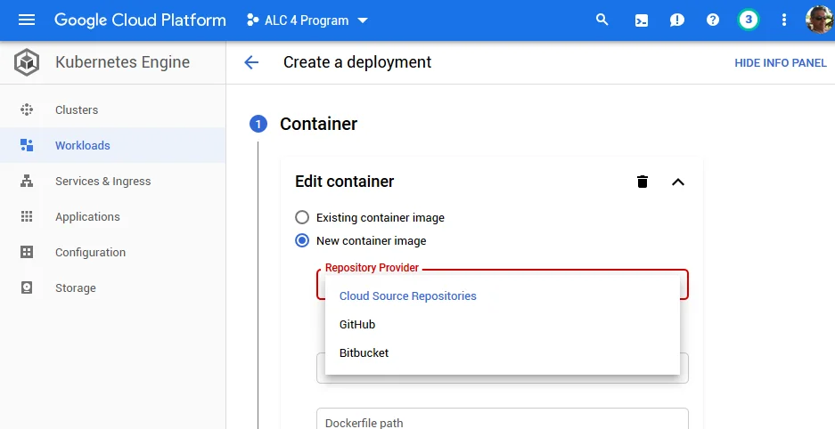 Selection of Repository Providers in Google Kubernetes Engine