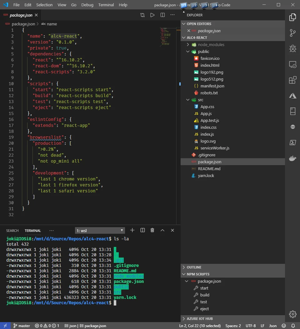 Inspect the React app in Visual Studio Code