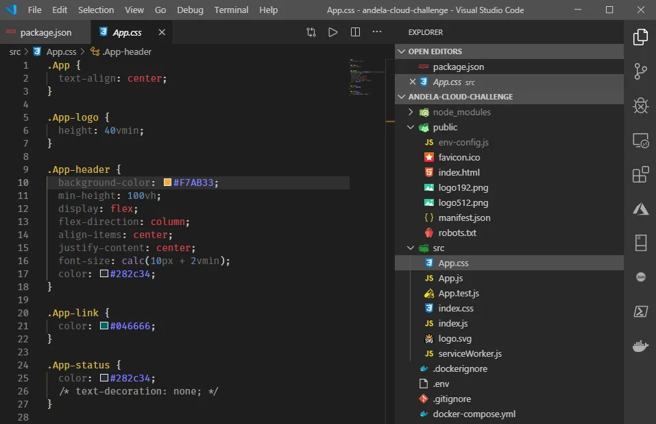 Changes to the application CSS file