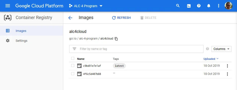 Available images to deploy with Kubernetes in Container Registry