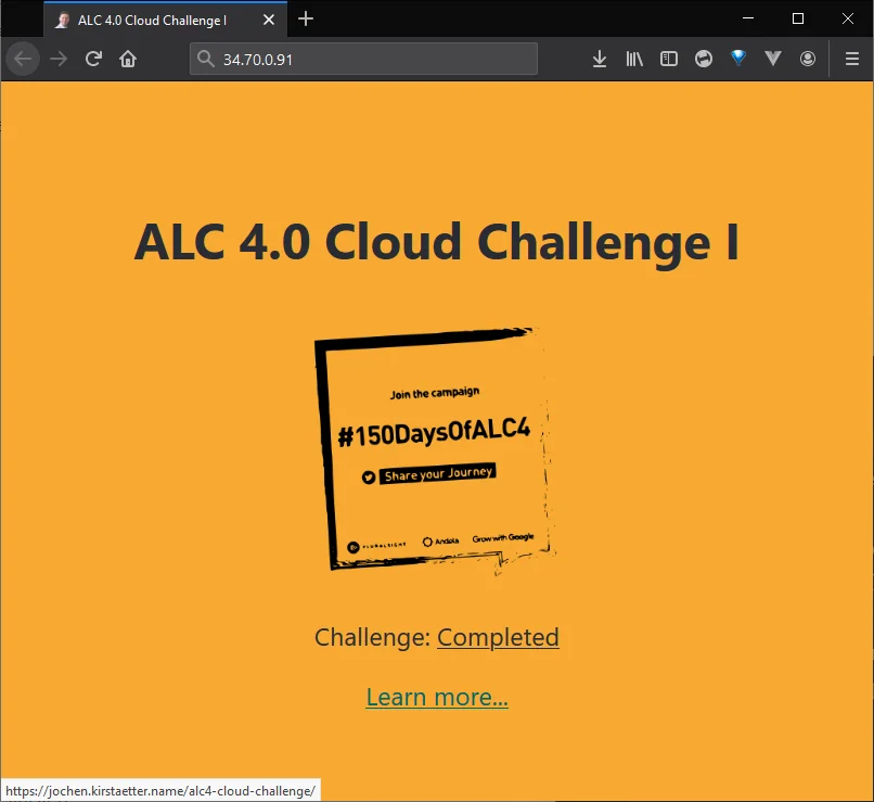Cloud Challenge: Completed and with an updated URL