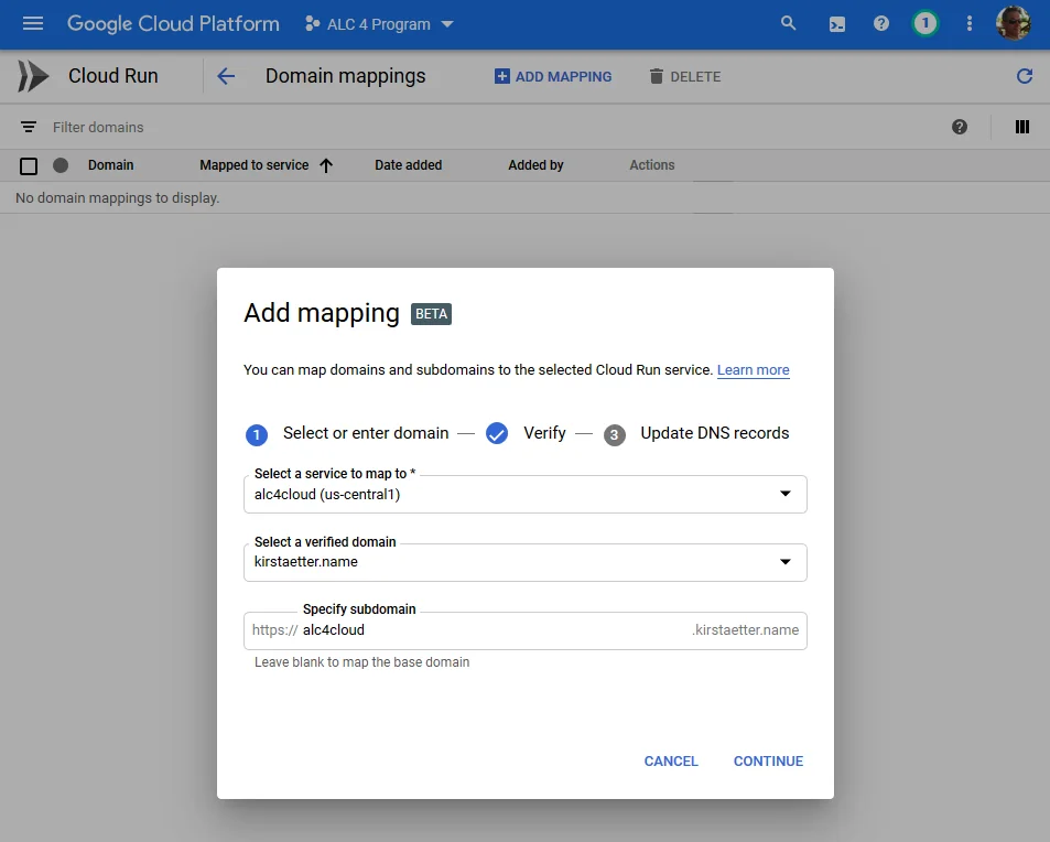 Map your service to your custom domain