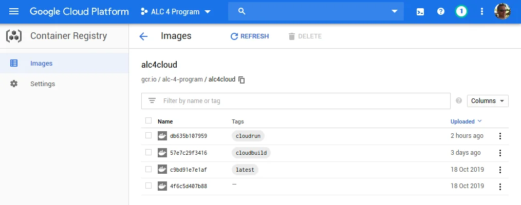 The newly created image for Cloud Run is ready to rumble