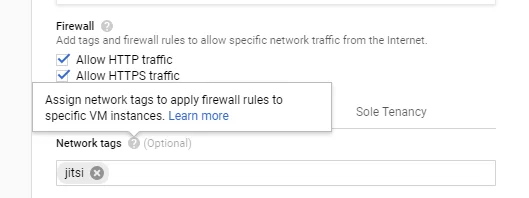 Allow HTTP/S traffic and enter a tag to link to another firewall rule