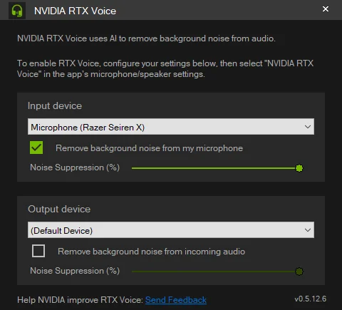 Running NVIDIA RTX Voice on a GeForce GTX 1060 GPU