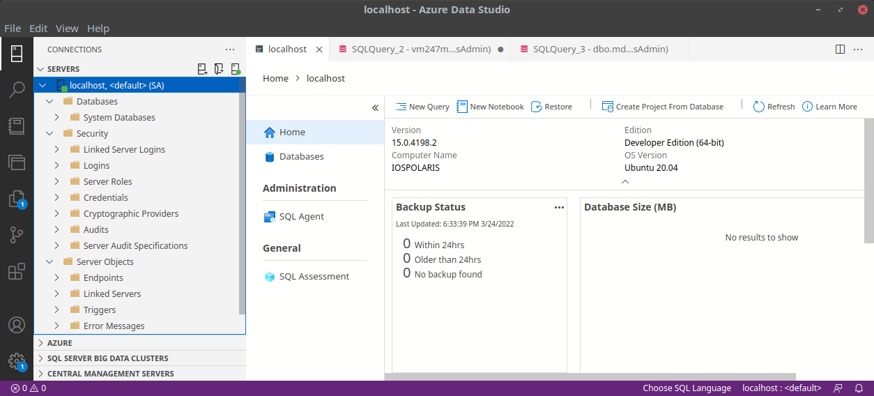 Installing SQL Server 2019 and tools on Ubuntu 20.04