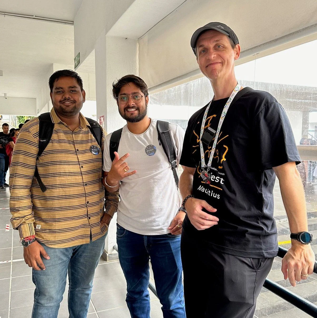 Networking among GDEs - Vrijraj, Vivek and I (from left to right)