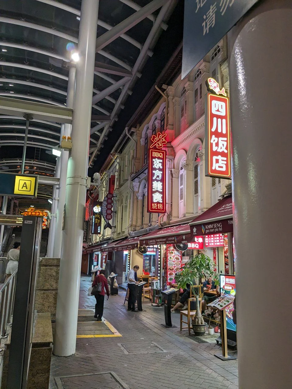 Exploring Chinatown by night on the hunt for food and accommodation (capsule hotel)