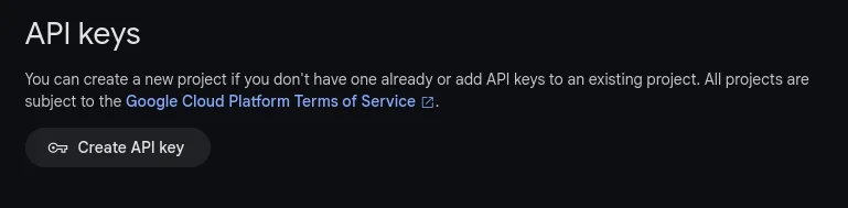 Create an API key to access Gemini REST API