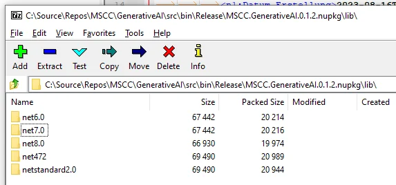 The package contains the assemblies for each targetted .NET version