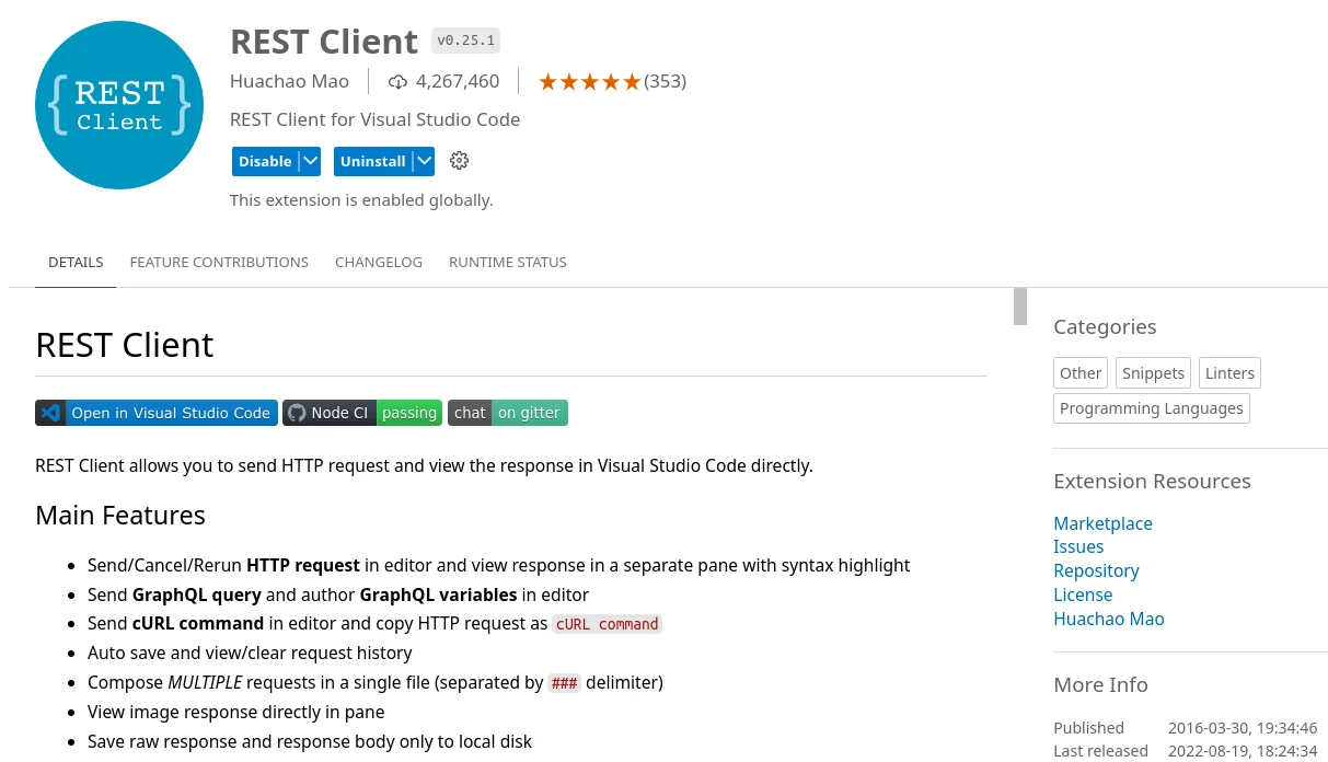 Using REST Client extension in Code to prompt Gemini API