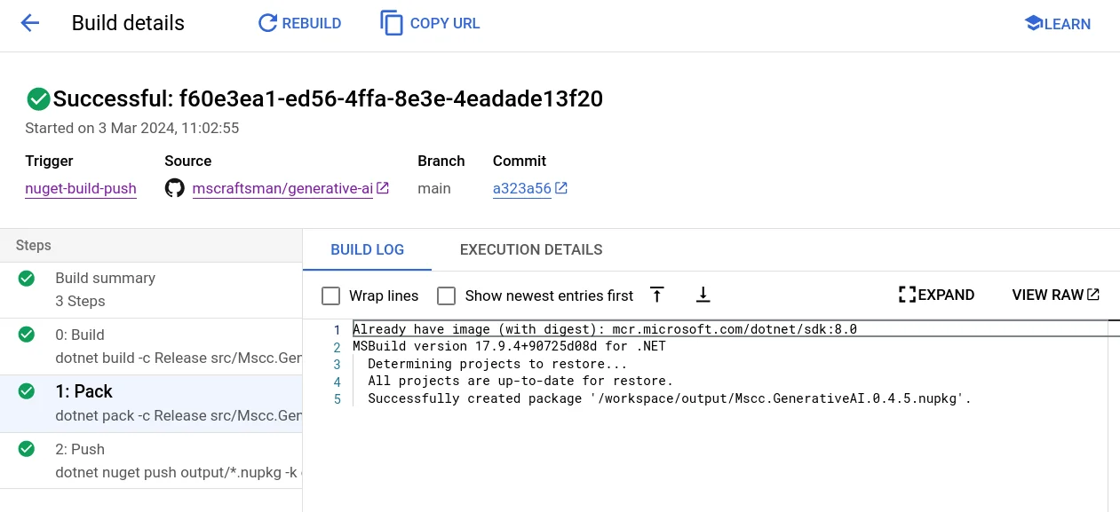 Automated NuGet package build, pack and push