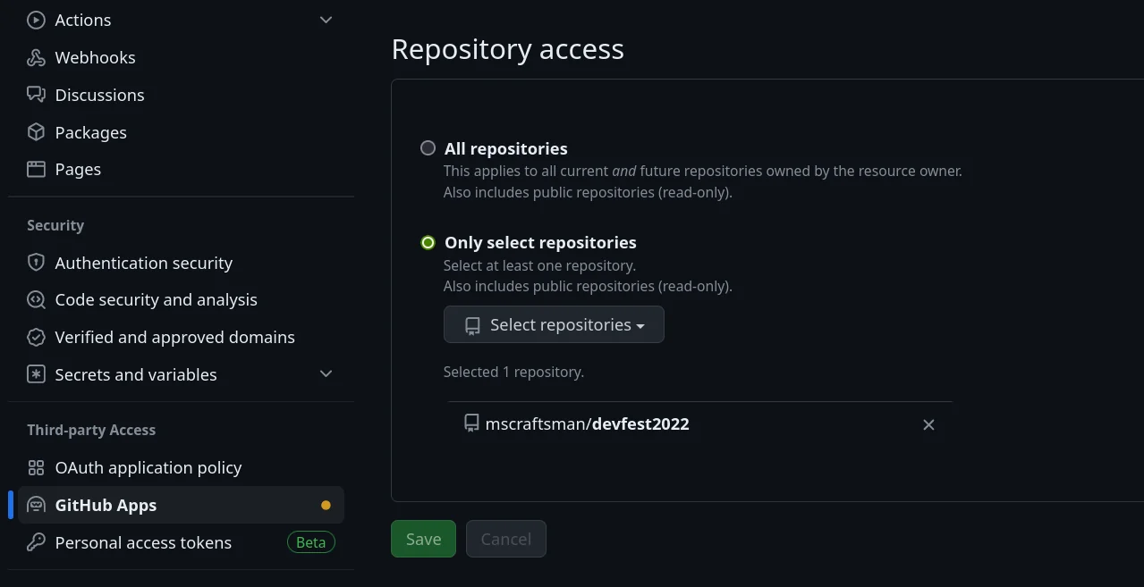 Adjust repository access, if needed