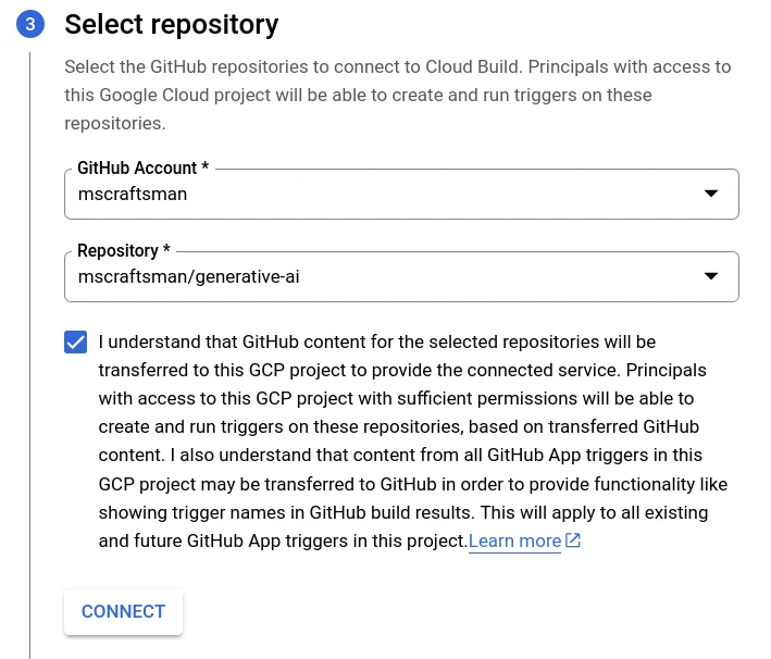 Connect to the repository on GitHub