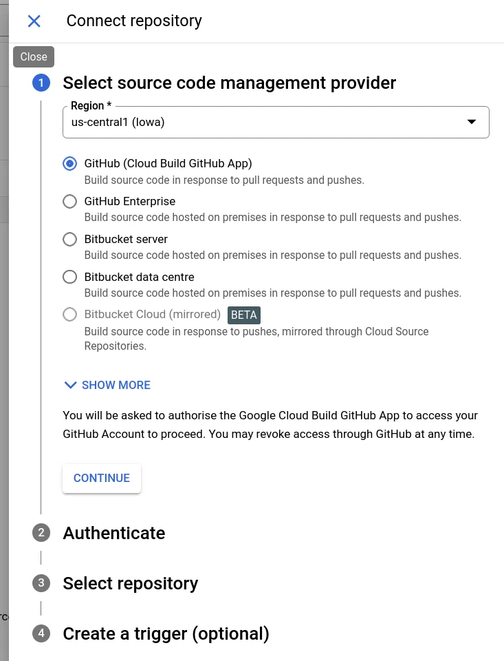 Select the source code management provider