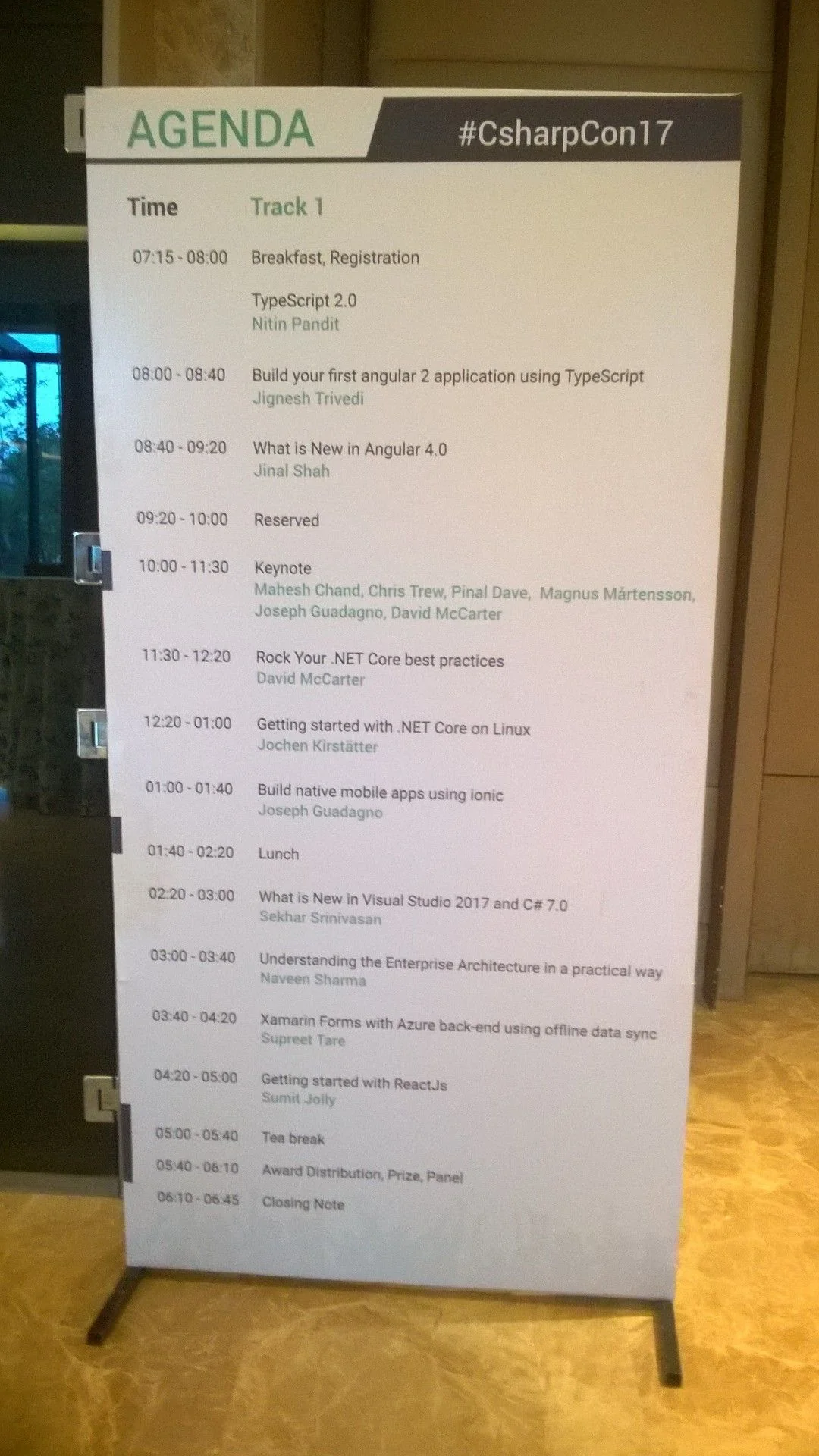Speaking in the main track of C# Corner Conference 2017