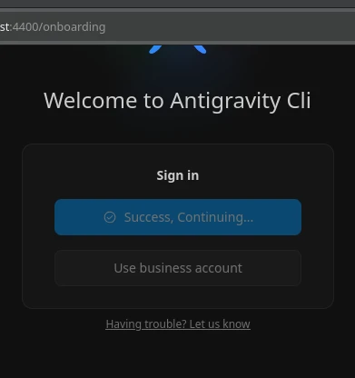 Completing initial authentication with Antigravity CLI Antigravity CLI Remote Control Initial Authentication
