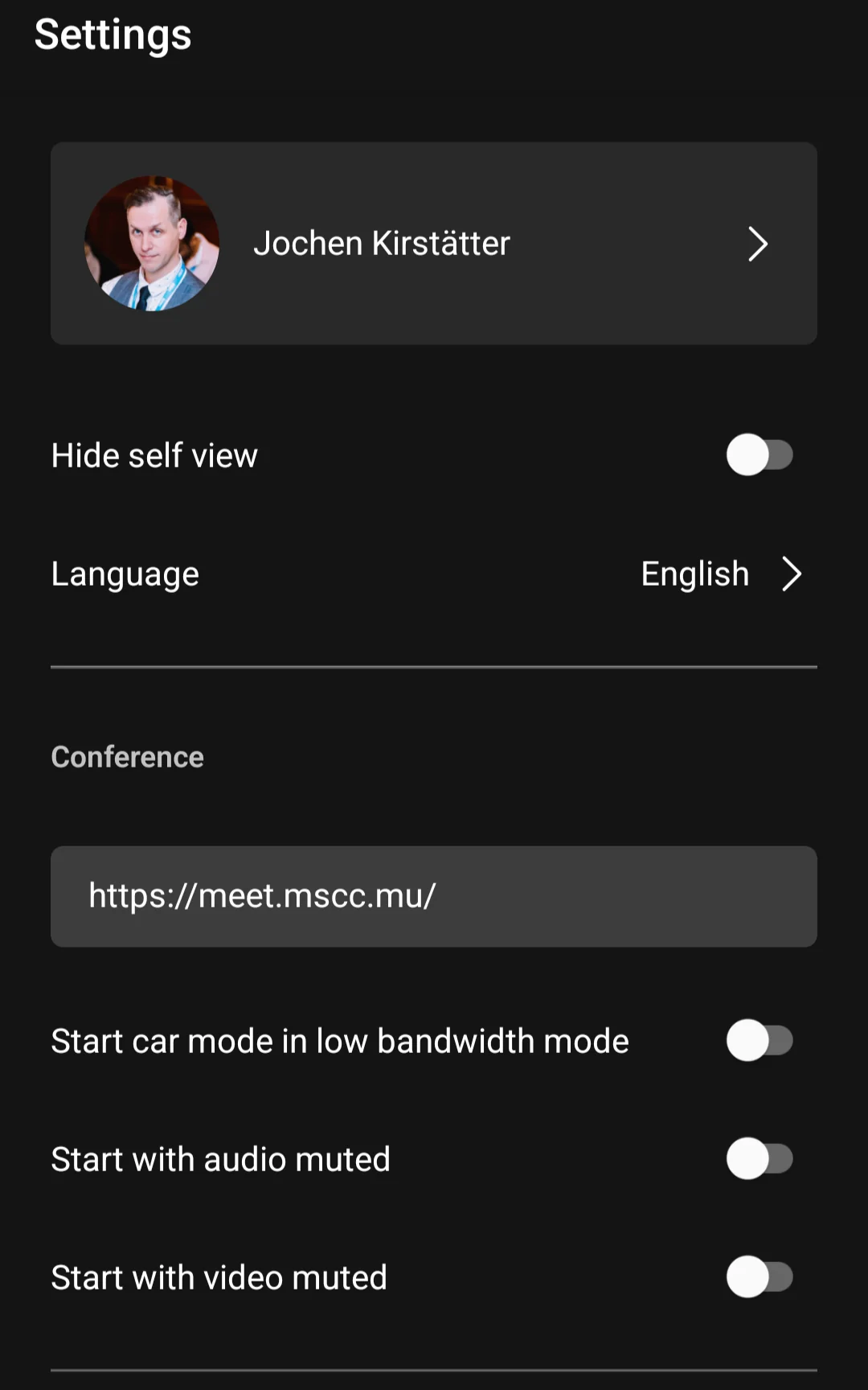 Jitsi Meet Mobile Settings Configuring the custom Server URL in Jitsi Meet mobile settings